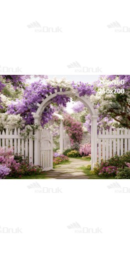 Tło fotograficzne „Biała brama w kwitnącym ogrodzie” | E_799